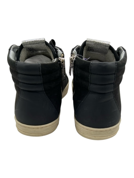 P448 Shoe Size 41 Black, Beige, Silver Leather Upper Mid Top Solid Sneakers Black, Beige, Silver / 41