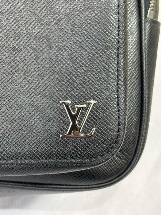 Louis Vuitton Black Coated Canvas Logo Backpack Bag