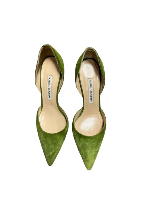 Manolo Blahnik Shoe Size 38.5 Green Suede Pointed Toe Stiletto Closed Toe Pumps Green / 38.5