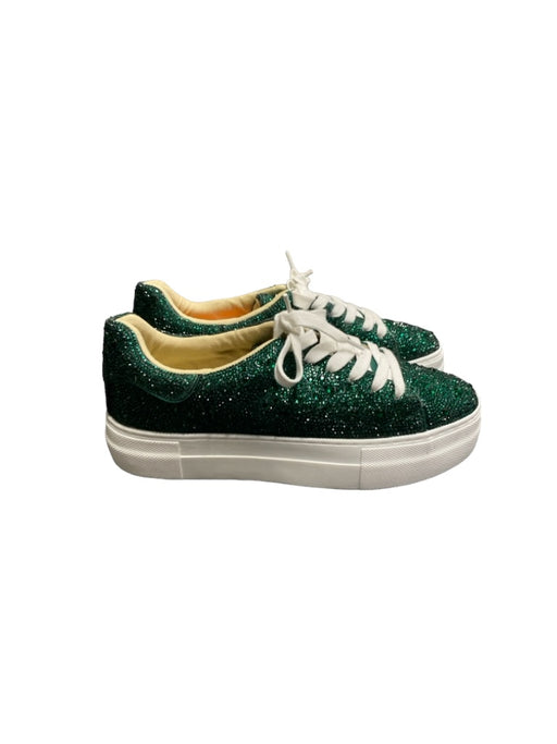 Betsy Johnson Shoe Size 7 Green Rhinestone round toe lace up Sparkle Shoes Green / 7