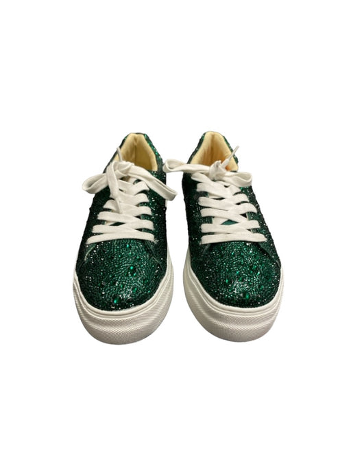 Betsy Johnson Shoe Size 7 Green Rhinestone round toe lace up Sparkle Shoes Green / 7
