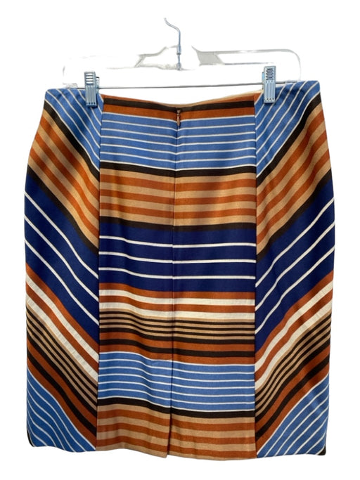 J Mclaughlin Size 10 Orange & Blue String Multi Color Straight Back Zip Skirt Orange & Blue / 10