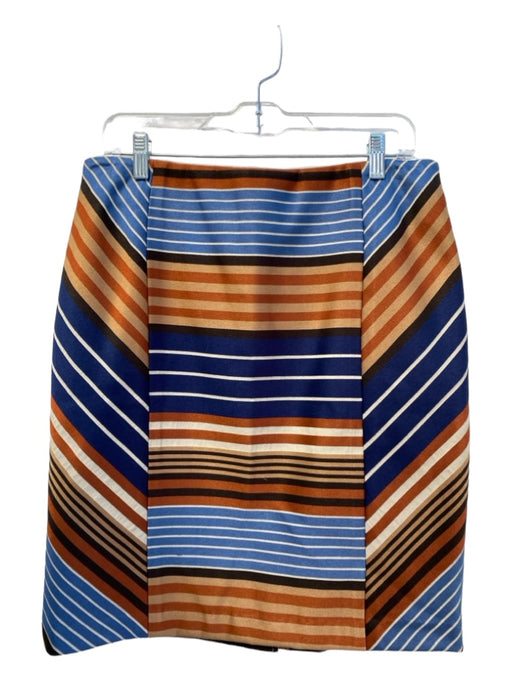 J Mclaughlin Size 10 Orange & Blue String Multi Color Straight Back Zip Skirt Orange & Blue / 10