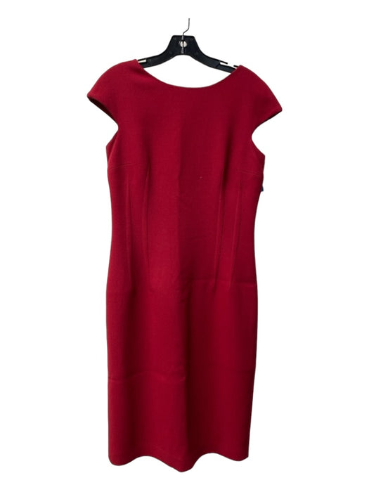 Michael Kors Size 10 Red Virgin Wool Cap Sleeve Back Zip Round Kitten Heel Dress Red / 10