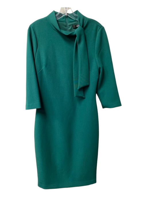 Badgley Mischka Size 8 Forest Green Polyester Mock Neck Back Zip Tie Neck Dress Forest Green / 8