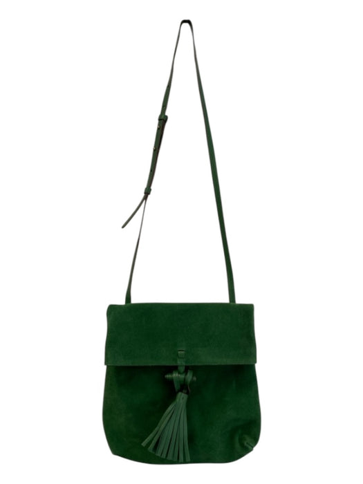 Gerard Darel Grass Green Suede Knot Closure Flap Cross Body Strap Bag Grass Green / S