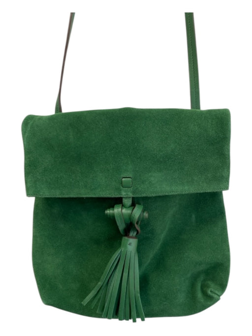 Gerard Darel Grass Green Suede Knot Closure Flap Cross Body Strap Bag Grass Green / S