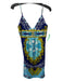 Trina Turk Size 8 Blue & Green Silk V Neck Spaghetti Strap Above knee Dress Blue & Green / 8