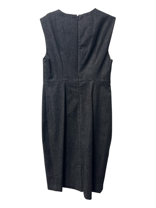 'S Max Mara Size 10 Black Gray Cotton Blend Round Neck Cap Sleeve Back Zip Dress Black Gray / 10
