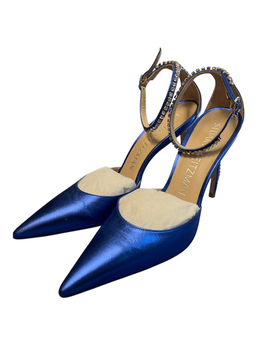 Stuart Weitzman Shoe Size 8.5 Blue Leather Pointed Toe Ankle Strap Shoes Blue / 8.5
