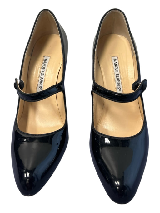 Manolo Blahnik Shoe Size 38.5 Black Patent Leather Rounded Point Toe Shoes Black / 38.5