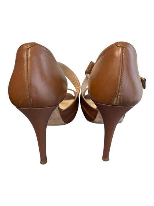 LK Bennett Shoe Size 38 Brown Leather open toe Ankle Strap Stiletto Shoes Brown / 38