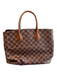 Louis Viuton Brown Leather Zip Close Gold detail Top Handle Checkered Bag Brown / L