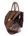 Louis Viuton Brown Leather Zip Close Gold detail Top Handle Checkered Bag Brown / L
