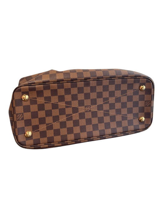 Louis Viuton Brown Leather Zip Close Gold detail Top Handle Checkered Bag Brown / L