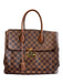 Louis Viuton Brown Leather Zip Close Gold detail Top Handle Checkered Bag Brown / L