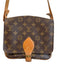 Louis Vuitton Brown Leather Buckle Detail Logo Print Brass Hardware Bag Brown / S