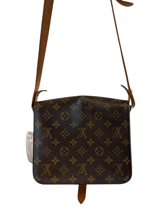 Louis Vuitton Brown Leather Buckle Detail Logo Print Brass Hardware Bag Brown / S