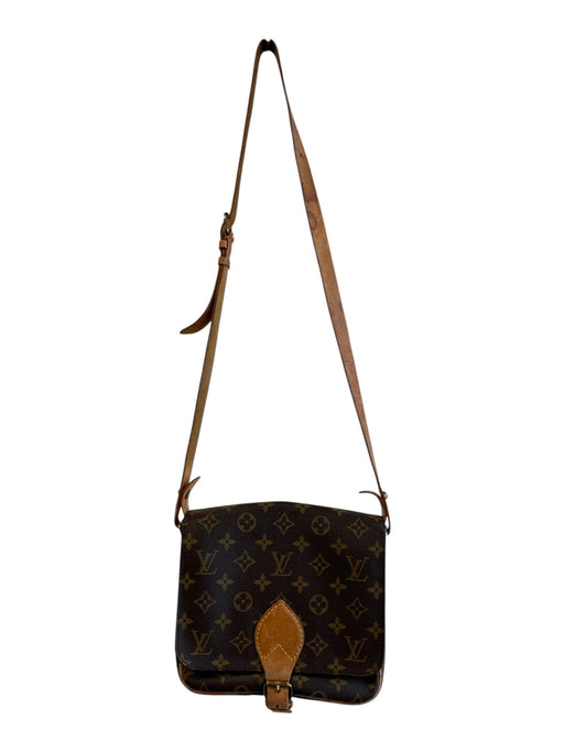 Louis Vuitton Brown Leather Buckle Detail Logo Print Brass Hardware Bag Brown / S