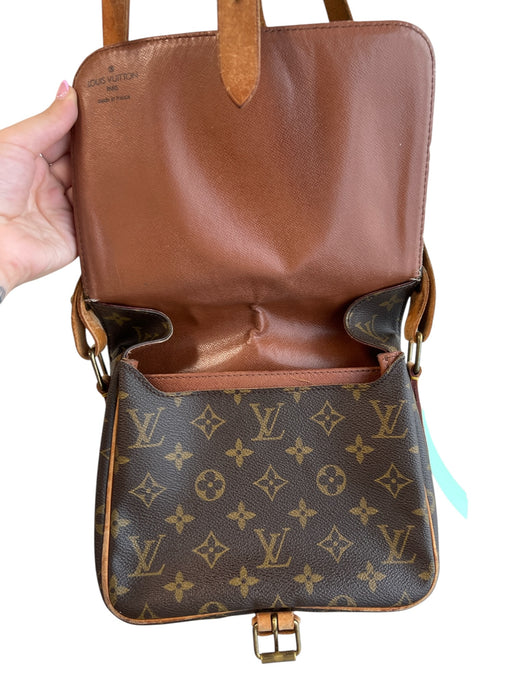 Louis Vuitton Brown Leather Buckle Detail Logo Print Brass Hardware Bag Brown / S