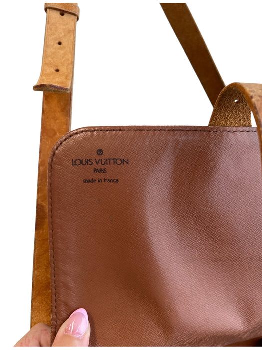 Louis Vuitton Brown Leather Buckle Detail Logo Print Brass Hardware Bag Brown / S