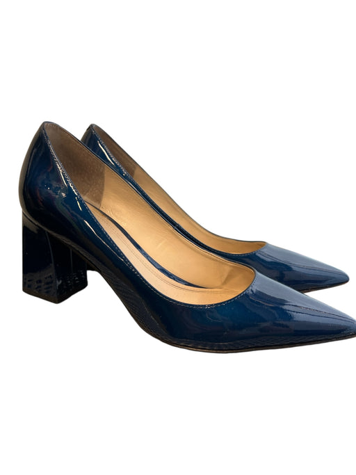 Marc Fisher Shoe Size 8 Blue Leather Pointed Toe Block heel Shoes Blue / 8