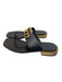 Gucci Shoe Size 38 Black & Gold Manmade Material Thong Strap Slip On Logo Shoes Black & Gold / 38