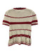 Polo Size S/P Cream & Red Cotton Crochet Knit scallop trim Short Sleeve Top Cream & Red / S/P