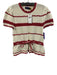 Polo Size S/P Cream & Red Cotton Crochet Knit scallop trim Short Sleeve Top Cream & Red / S/P
