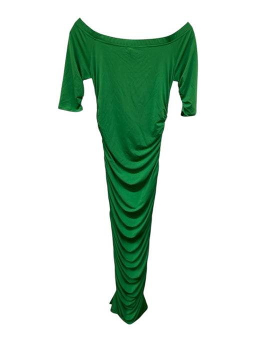 L'agence Size S/P Green Polyester Blend Short Sleeve Off Shoulder Maxi Dress Green / S/P