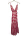 Sundress Size S Pink & White No Fabric Tag Spaghetti Strap Checked V Neck Dress Pink & White / S
