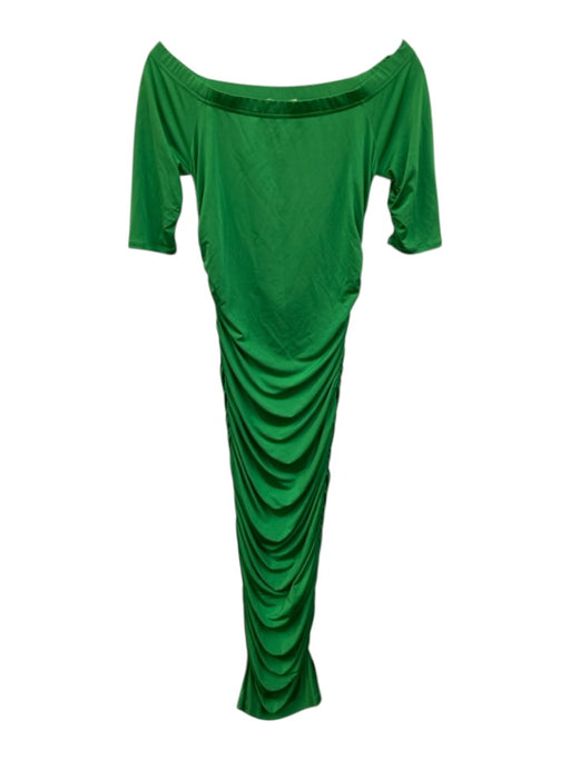 L'agence Size S/P Green Polyester Blend Short Sleeve Off Shoulder Maxi Dress Green / S/P