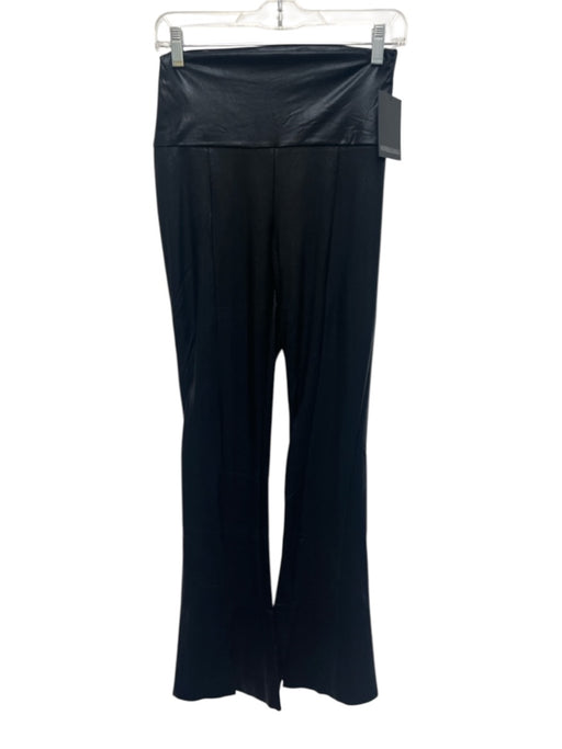 Norma Kamali Size S/32 Black Nylon Blend Shiny Wide Waist Band Center Seam Pants Black / S/32