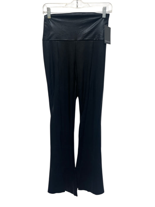 Norma Kamali Size S/32 Black Nylon Blend Shiny Wide Waist Band Center Seam Pants Black / S/32