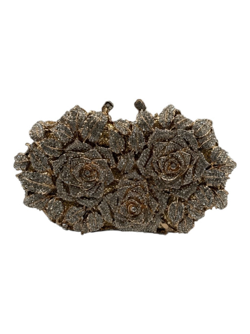 Verano Hill Gold & Rhinestone Gold Tone Metal Roses All Over Rhinestones Bag Gold & Rhinestone / Small