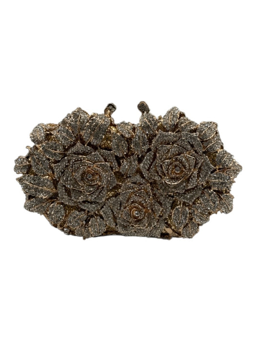 Verano Hill Gold & Rhinestone Gold Tone Metal Roses All Over Rhinestones Bag Gold & Rhinestone / Small