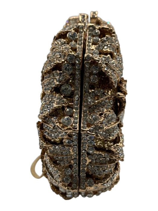 Verano Hill Gold & Rhinestone Gold Tone Metal Roses All Over Rhinestones Bag Gold & Rhinestone / Small