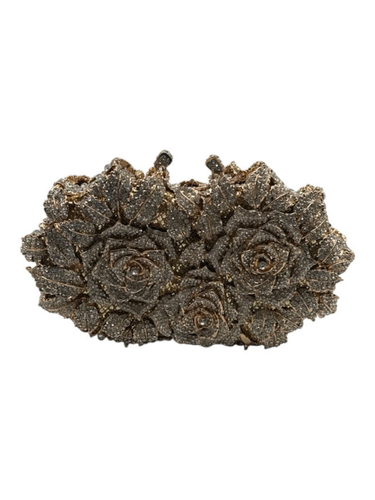 Verano Hill Gold & Rhinestone Gold Tone Metal Roses All Over Rhinestones Bag Gold & Rhinestone / Small