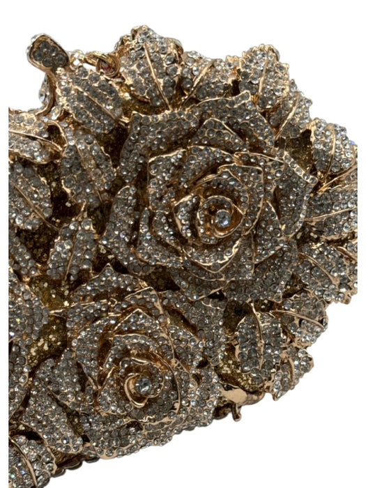 Verano Hill Gold & Rhinestone Gold Tone Metal Roses All Over Rhinestones Bag Gold & Rhinestone / Small