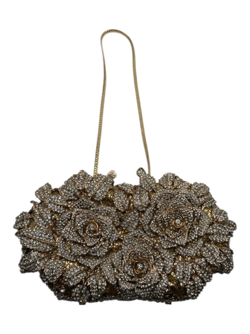 Verano Hill Gold & Rhinestone Gold Tone Metal Roses All Over Rhinestones Bag Gold & Rhinestone / Small