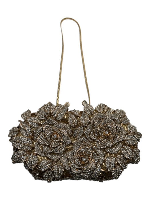 Verano Hill Gold & Rhinestone Gold Tone Metal Roses All Over Rhinestones Bag Gold & Rhinestone / Small