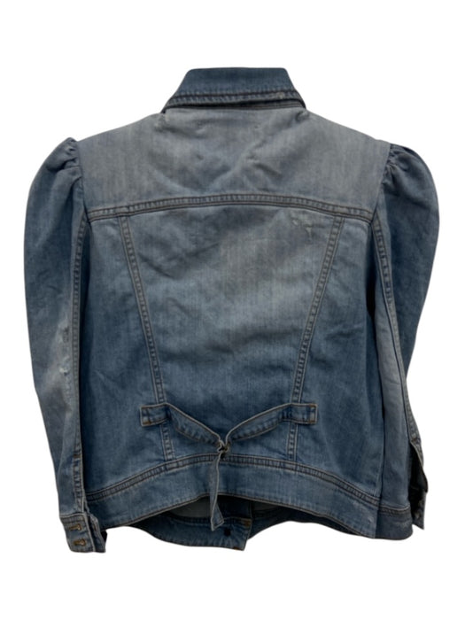 Retrofete Size S Light Wash Cotton Denim Contrast Seams Distressed Jacket Light Wash / S