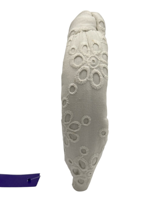 Lele Sadoughi White Cotton Eyelet Knot Center Detail Headband White