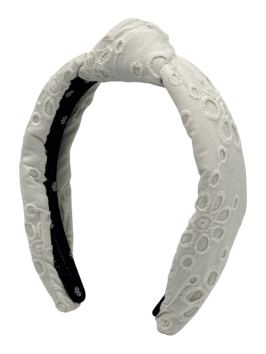 Lele Sadoughi White Cotton Eyelet Knot Center Detail Headband White