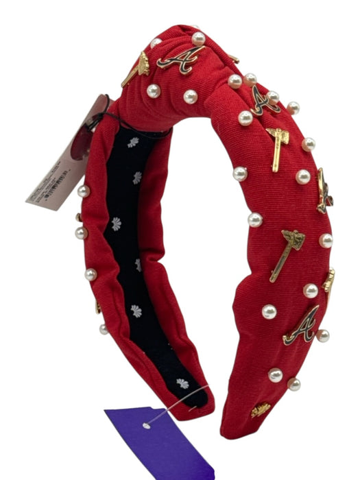 Lele Sadoughi Red, White & Gold No Fabric Tag Pearls Knot Headband Red, White & Gold