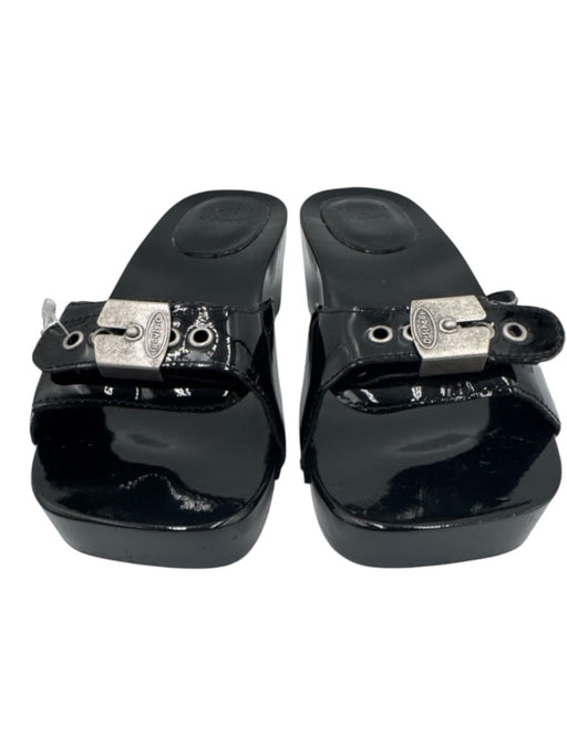 RE/DONE Shoe Size 37 Black Patent Leather Square Toe Silver Buckle Clog Sandals Black / 37