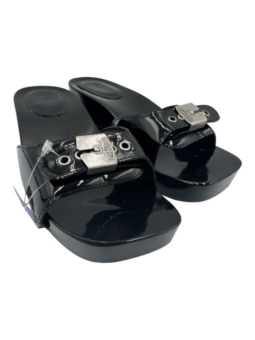 RE/DONE Shoe Size 37 Black Patent Leather Square Toe Silver Buckle Clog Sandals Black / 37
