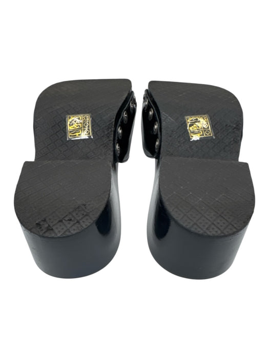 RE/DONE Shoe Size 37 Black Patent Leather Square Toe Silver Buckle Clog Sandals Black / 37