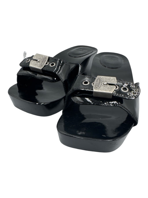 RE/DONE Shoe Size 37 Black Patent Leather Square Toe Silver Buckle Clog Sandals Black / 37