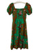 Maeve Size 4 Green, Brown & Pink Cotton Blend Short Puff Sleeve Dress Green, Brown & Pink / 4